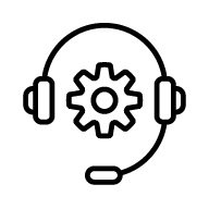 A headphone with a setting cog icon